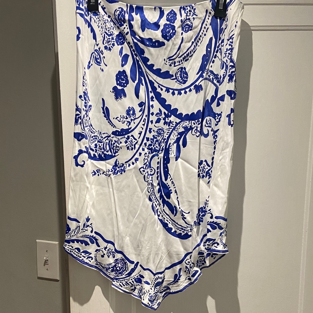 Mauve Blue and White Floral Skirt from Anthropologie.